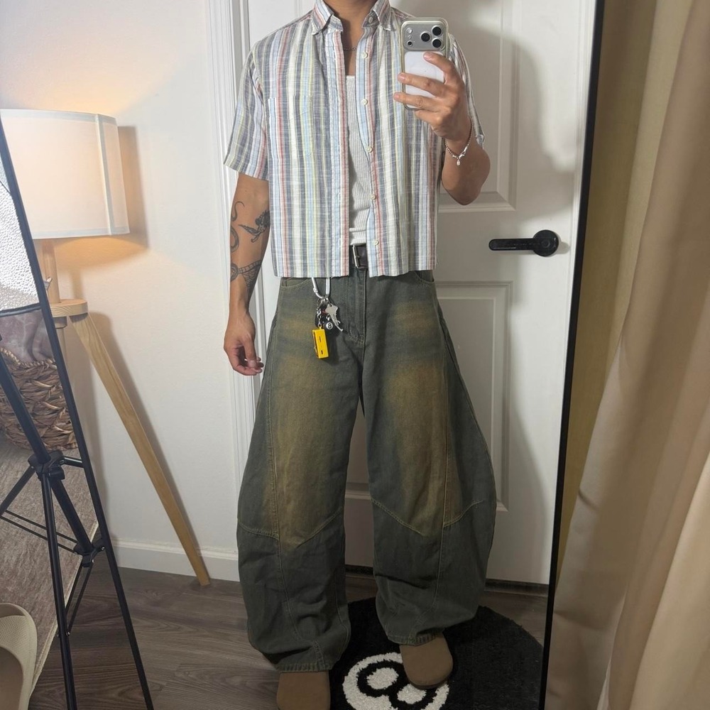 y2k picnic vintage cropped button up plaid shirt PL01